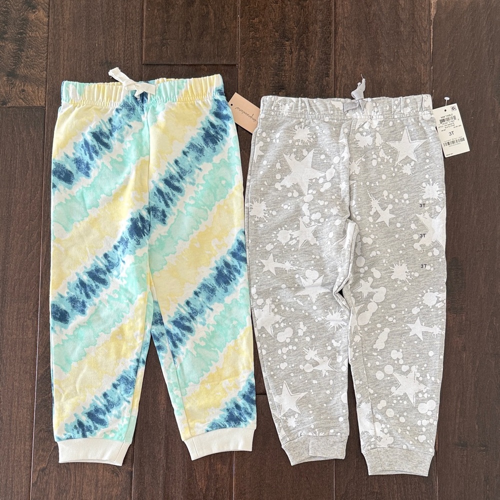 NWT Bundle of First Impressions Kids Tie-Dye and Star Print Joggers